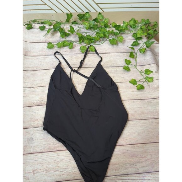 Women's JYORK the Label Dylan BLACK Pink One Piece DEEP V CUT Sz SMALL - Picture 3 of 5